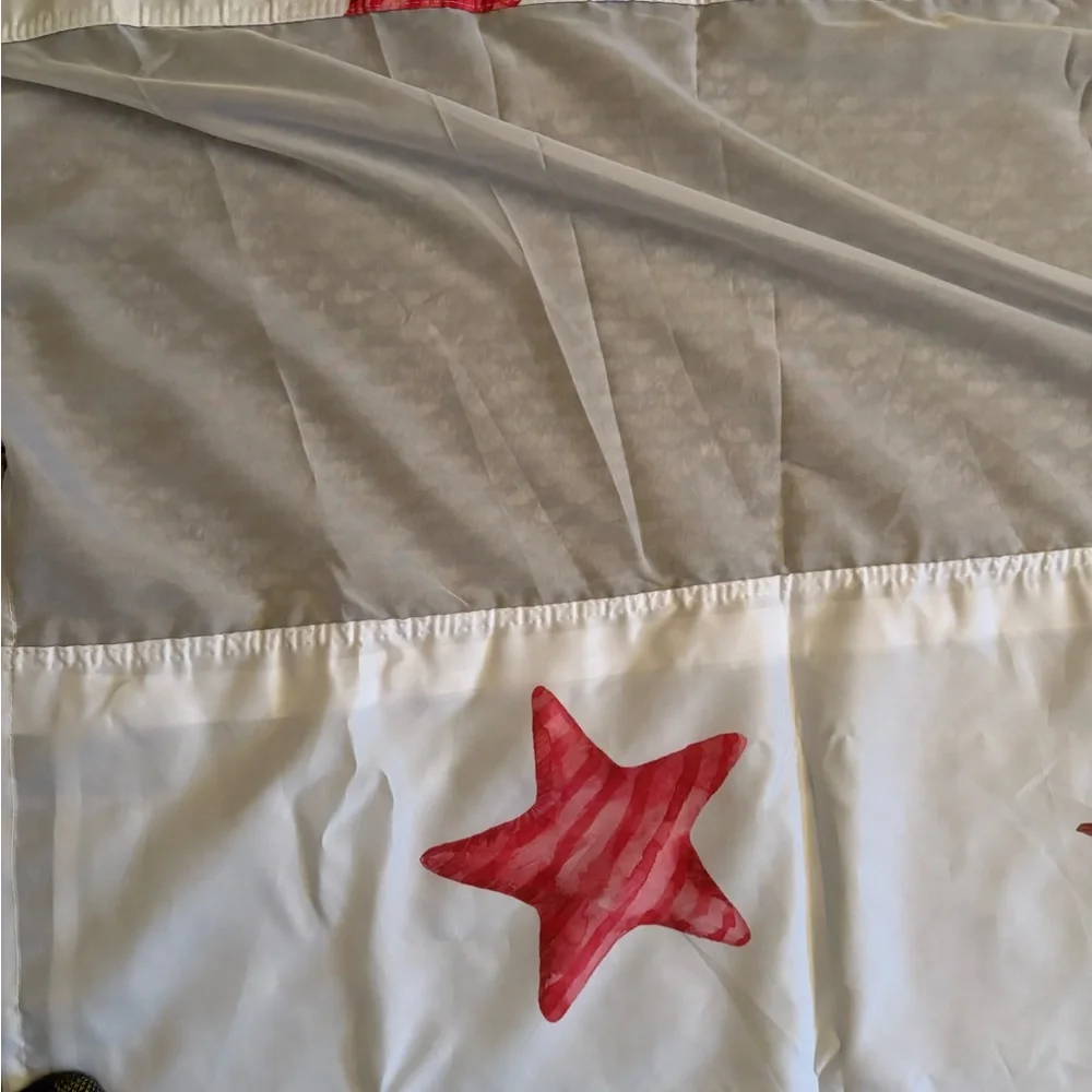 Festive Holiday Shower Curtain with Red and White Design
